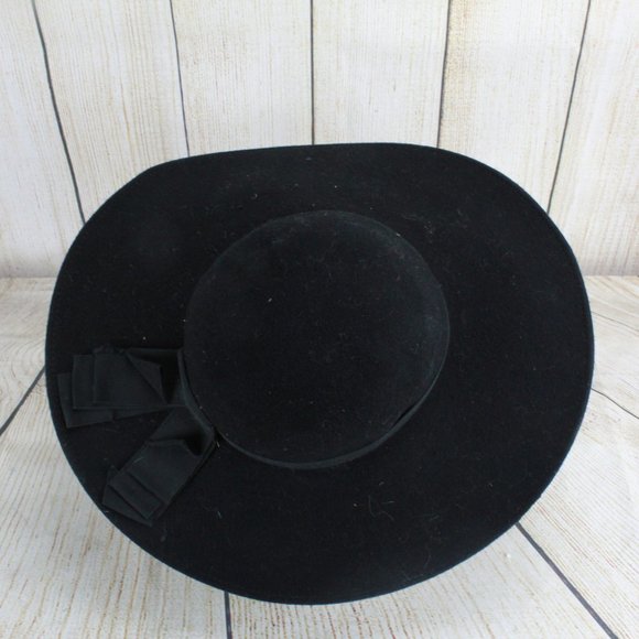 Women's Black Wool Bow with String and Bow Accent Hat Size OS - Picture 8 of 9
